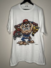 Vintage 1996 Looney Tunes Taz Contracting Double Sided T Shirt USA XL