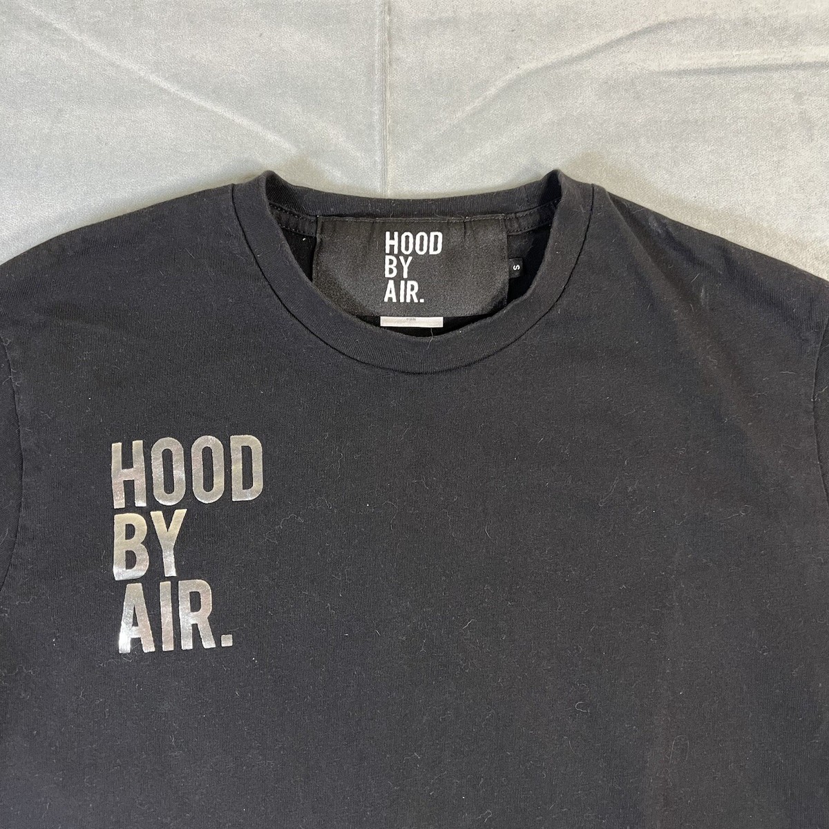HBA Hood By Air Box Logo T Shirt Mens Small Black Silver