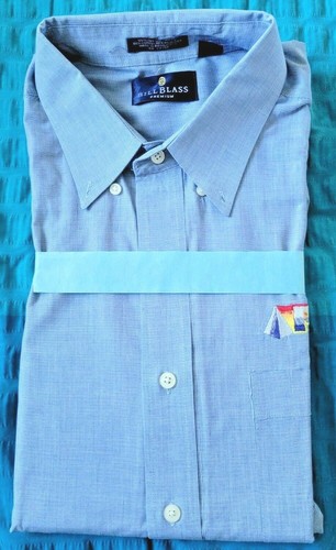 Bill Blass Men's Large Blue Long Sleeve Casual Dress Shirt NEW Wrinkle Free