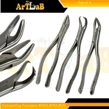 Set of 3 Dental Extraction Forceps Universal, Upper & Lower, #23,#150,#151