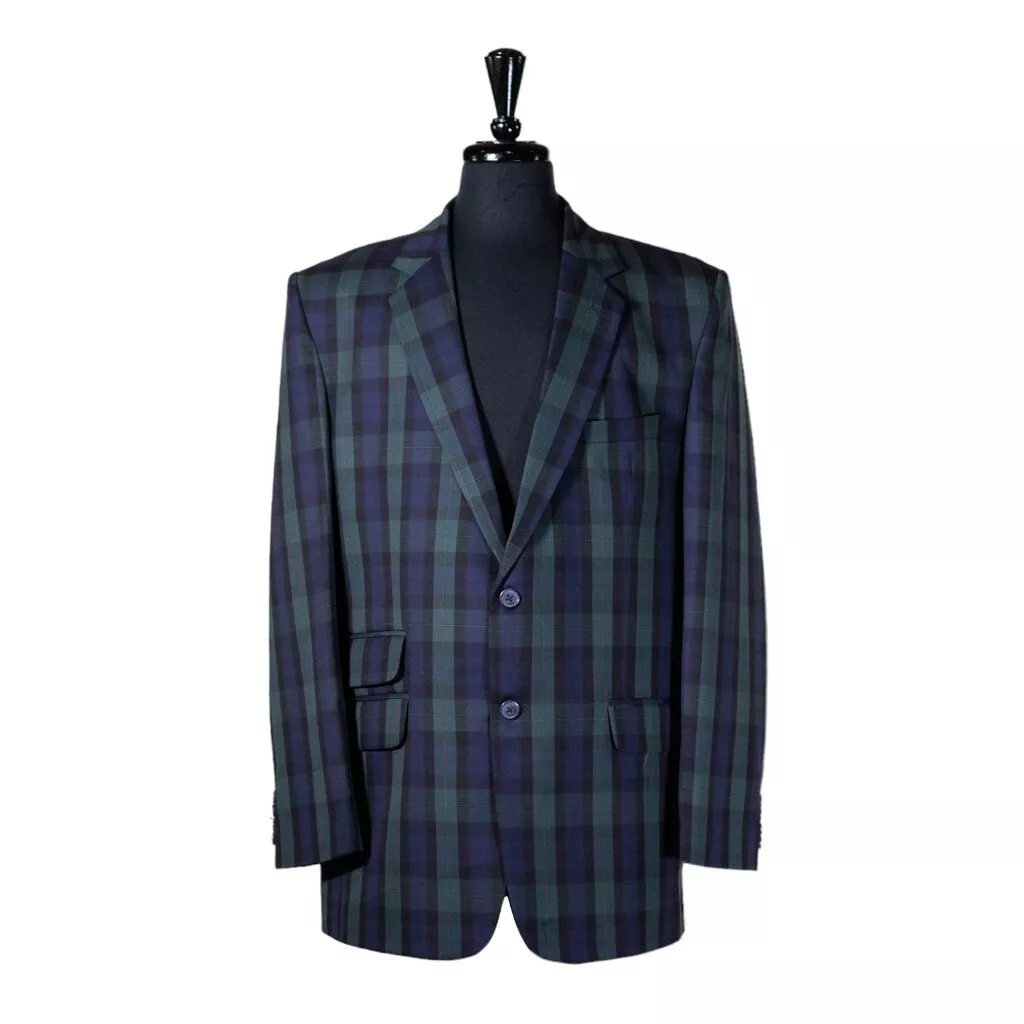 Green and blue outlet plaid blazer