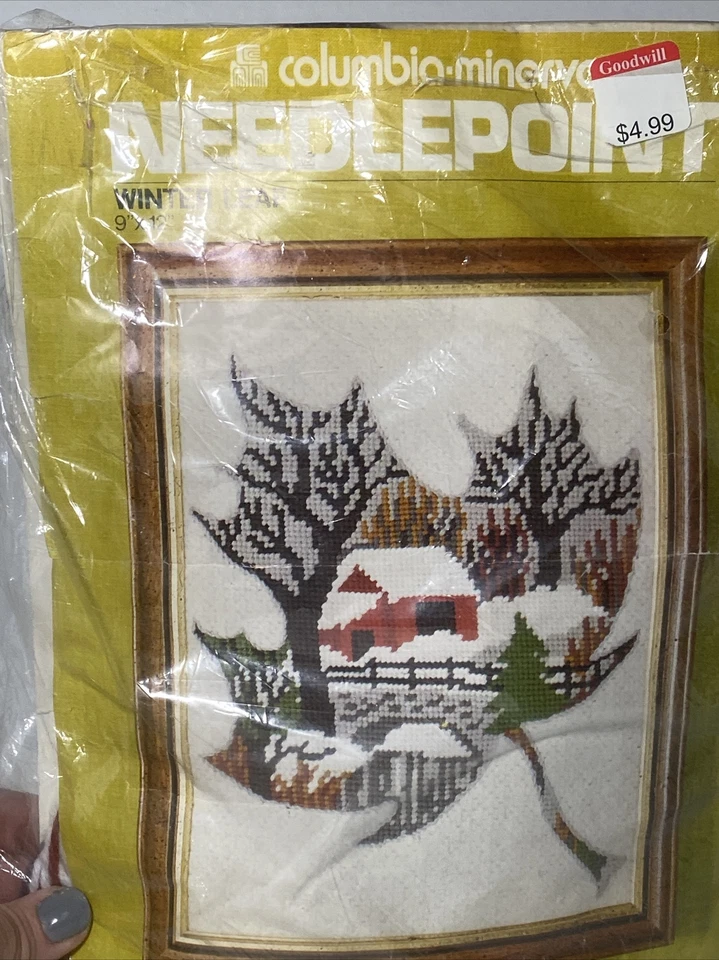 COLUMBIA 1976 MINERVA WINTER LEAF NEEDLEPOINT PICTURE KIT 9"X12" 2435 - Image 2 of 4