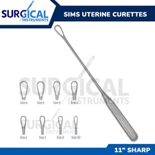 Sims Uterine Curettes 11" (27.9cm), Sharp Blade Stainless Steel German Grade