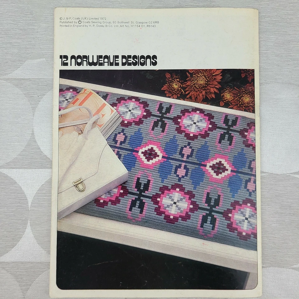 Norwegian Akle Embroidery 12 Norweave Designs Book Vtg 1972 J.P. Coats Sewing - Image 3 of 4