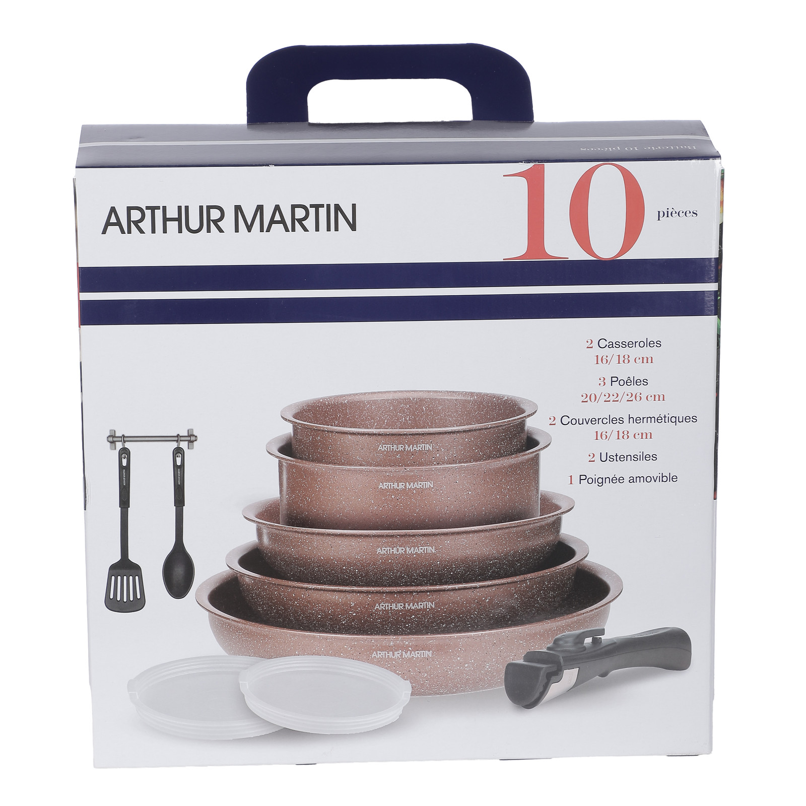 Batterie de cuisine Arthur Martin inox induction 10 pièces pour repas de famille