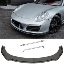 Carbon Fiber Style Car Front Bumper Lip + Strut Rods For Porsche 911 /Carrera GT