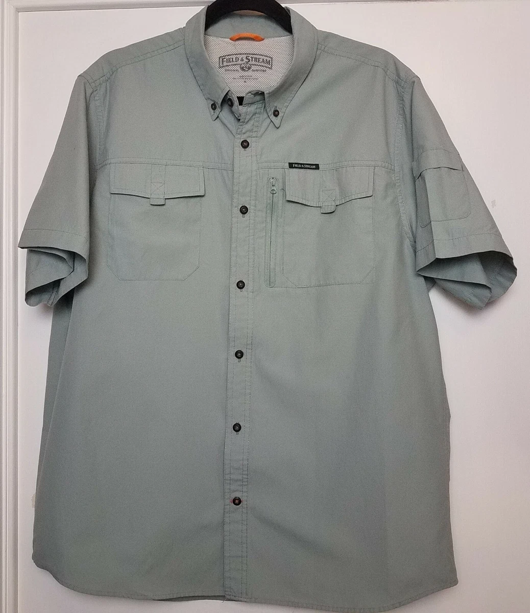 Field and Stream Button Down Short Sleeve Fishing Shirt Light Green Size  XLarge