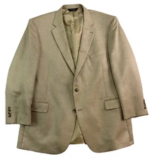 Jos A Bank 50R tan herringbone silk camel hair blazer jacket sport suit coat