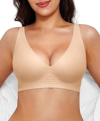 Wireless Bras Women Seamless No Underwire Push Up Bra Supportive Deep V Bralette