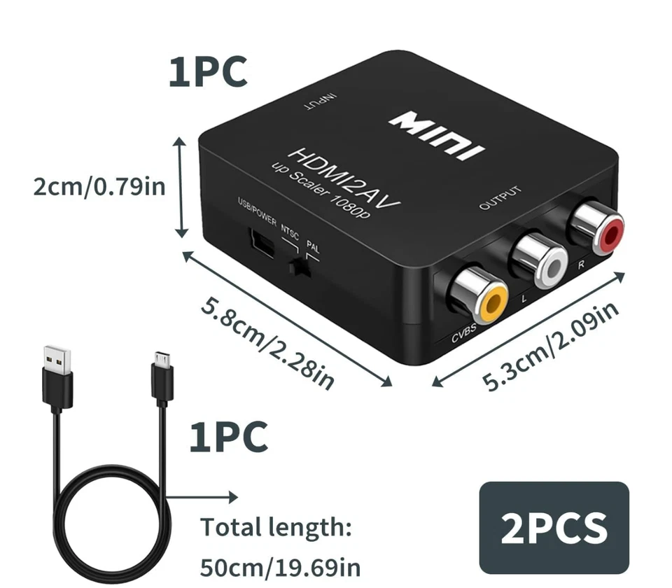 NEU! HDMI zu RCA AV Adapter Video Audio Konverter Full HD 1080P PAL/NTSC - Bild 4 von 4
