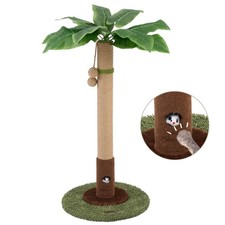Cat Scratching Post Palm Tree Sisal Rope Hanging Ball 35.43" Tall Green 1 PCS
