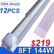 8FT LED Tube Light Bulbs Integrate 8' 4 Row V Shaped LED Shop Light Fixture 144W