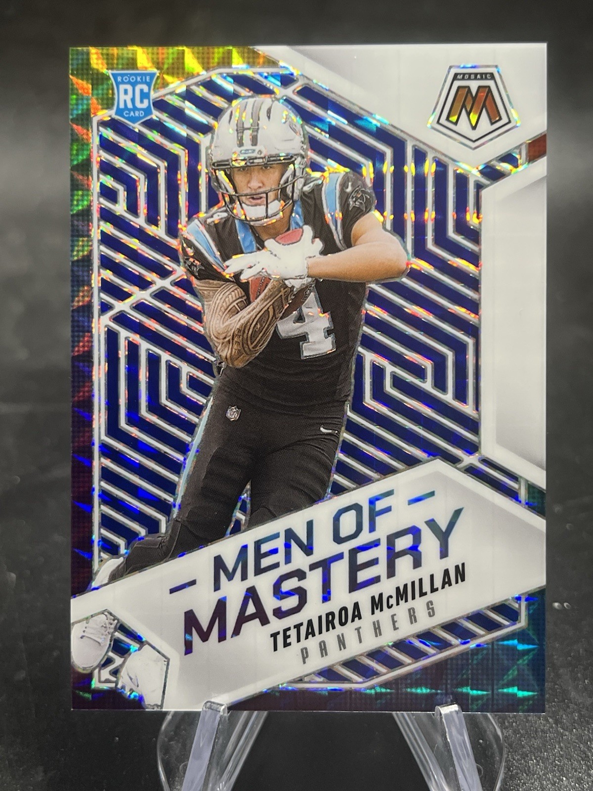 2025 Panini Mosaic Men Of Mastery Blue Mosaic Tetairoa McMillan /99
