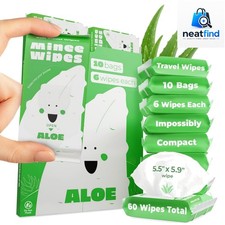 Impossibly Compact Travel Wipes - 99.5 Water - Safe for Sensitive Skin, Rese...