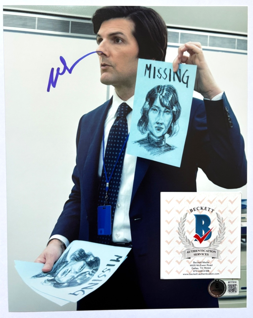ADAM SCOTT SIGNED SEVERANCE 8X10 PHOTO MARK SCOUT PARKS REC ACTOR APPLE TV BAS D 