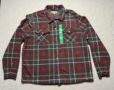 BC Clothing Heritage Flannel Shirt Men s XL NWT Red Gray Plaid Snap Front Jacket