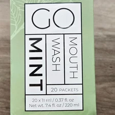GO Mouthwash Packets Travel Size Bold Mint Wash 20 Count Set of 2 New