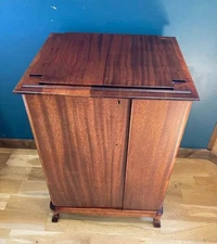1914 Antique Spinning Wood Record or Phonograph Cabinet