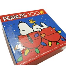 Peanuts Jigsaw Puzzle 15x11 Snoopy Woodstock Christmas Lights Dog 100 Piece New