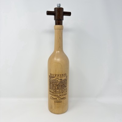 Pepper Mill Grinder, Wood Wine Bottle, Ruffino Riserva Ducale, Chianti Classico