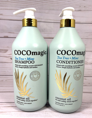 CocoMagic Tea Tree + Mint Shampoo Conditioner Coconut Oil Botanical Extract 32oz