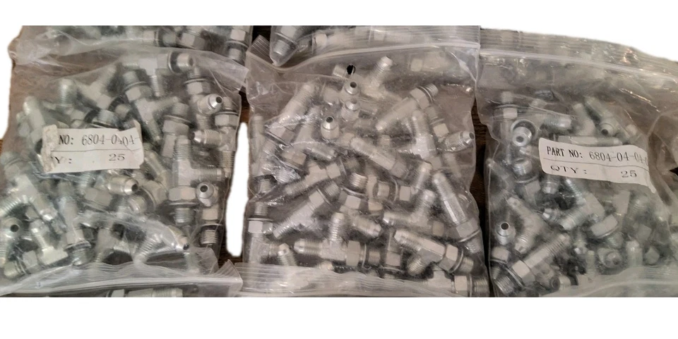 6804-04-04-04 Hydraulic Male Run Tee Fittings 1/4" ORB to JIC 37° Flare 250pcs - Image 3 of 4
