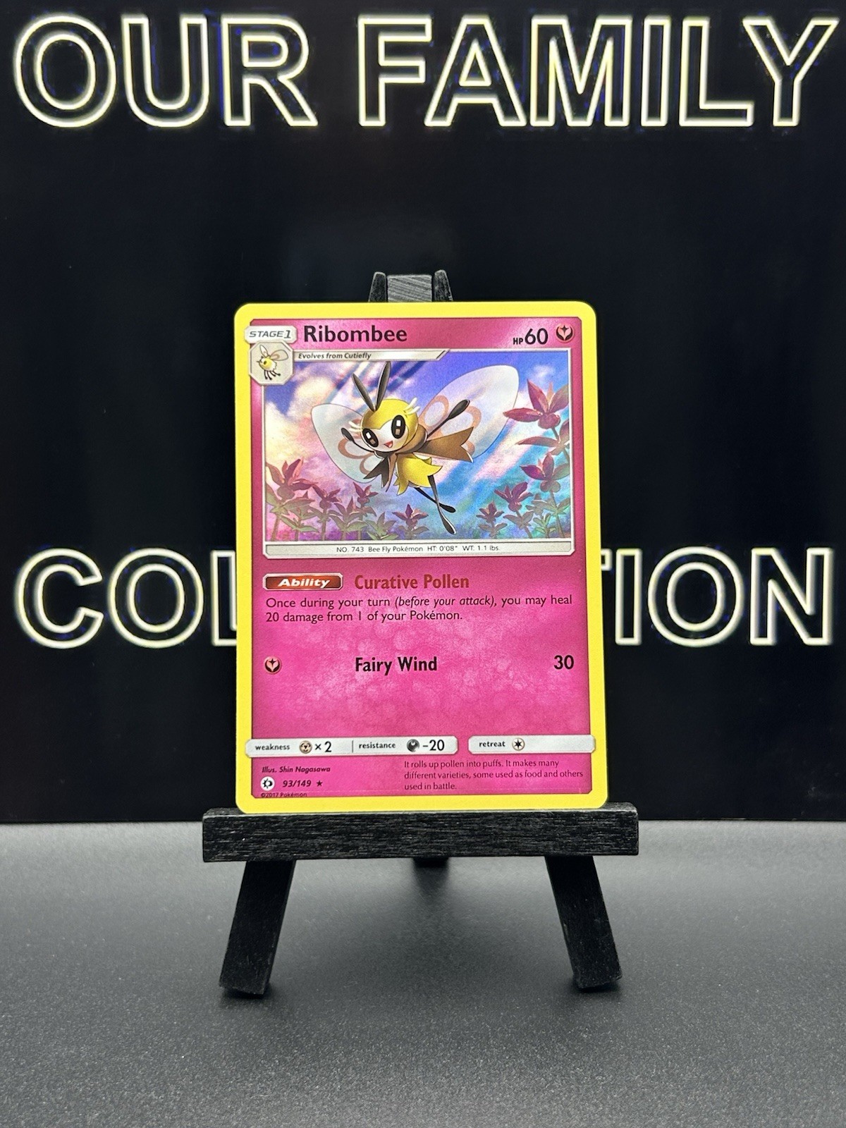Pokemon TCG Ribombee Sun & Moon Base Set 93/149 Holo Rare Card