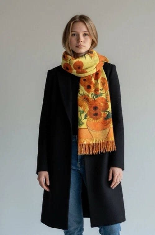 Sciarpa Scialle In Viscosa Con Stampa Fiori Di Giglio, Multicolore, Morbida E Avvolgente Da Donna
