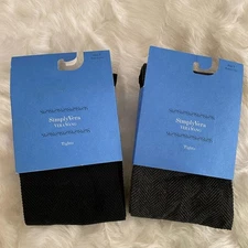 Simply Vera Vera Wang Herringbone Control Top Tights - Size 3, Black