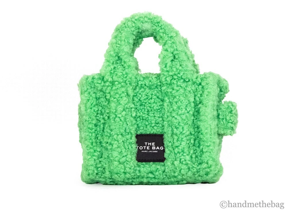 Marc Jacobs The Tote Bag Teddy Micro Fluffy Green Sherpa Crossbody Handbag  Purse