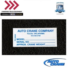 Auto Crane 330622000, Decal, Serial NO. All Crane Models