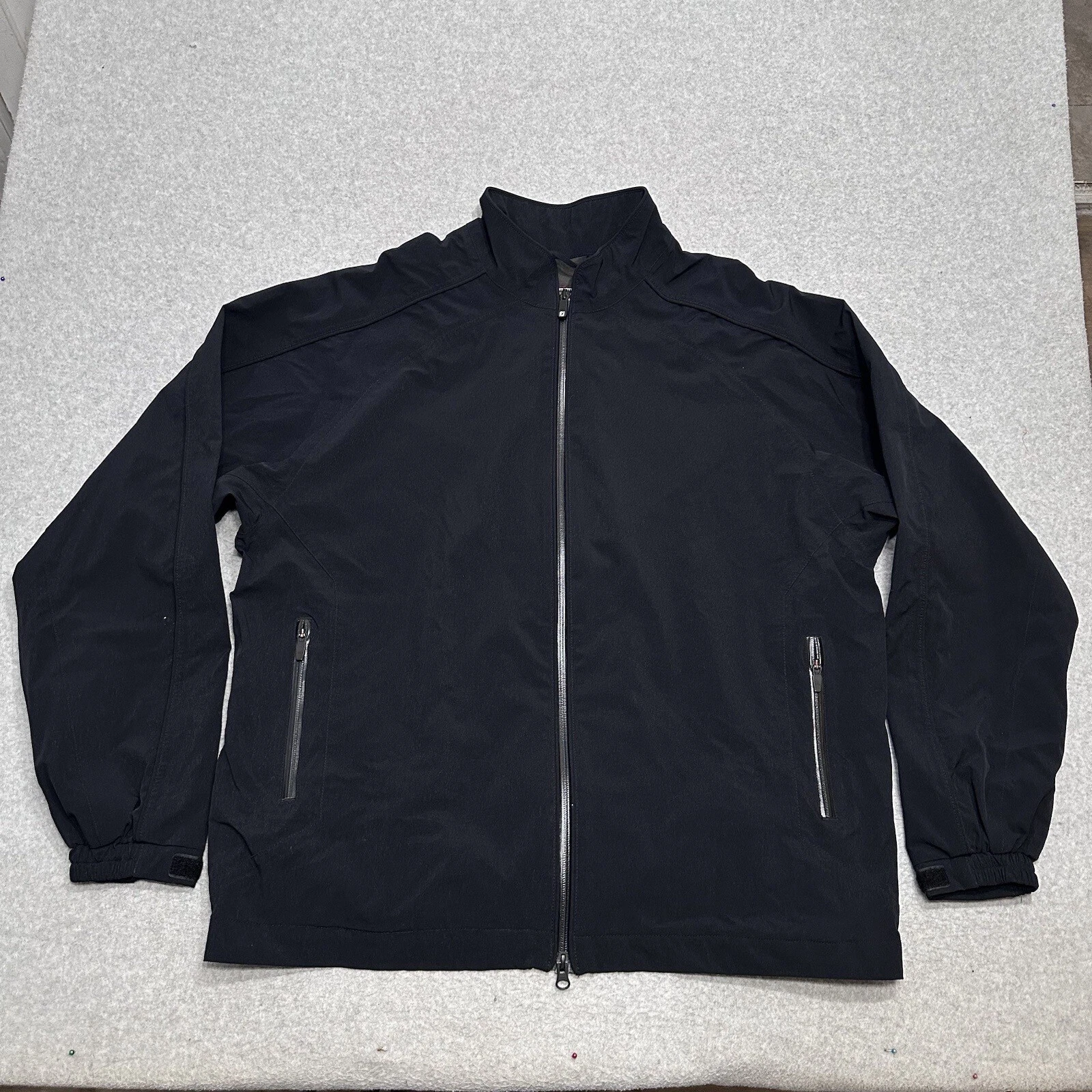 Footjoy Dryjoys Jacket Men’s XL Black Full Zip Windbreaker Golf Casual Pockets