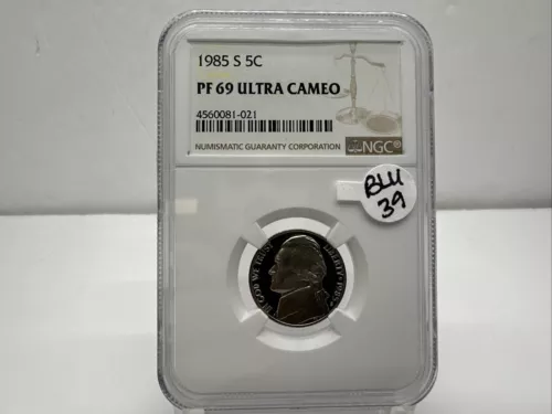 1985-S PROOF JEFFERSON NICKEL NGC PR69DCAM BLU39