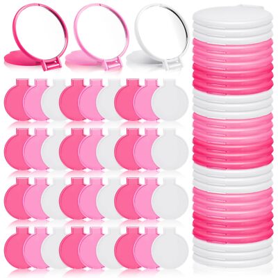 48 Pcs Valentine's Day Bulk Compact Mirror for Women Gift Pink Pocket Purse M...