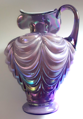 Fenton 95th Anniversary Lilac Lavender Iridescent Drapery Pitcher