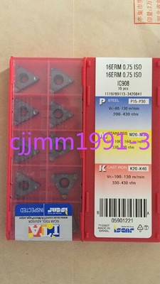 10Pbox NEW Iscar CNC 16ERM 0.75ISO IC908  #W5