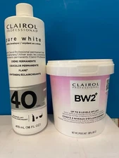 2 Clairol Bw2 Powder Bleach Lightener & 40 Volume Developer Duo 16oz + 8oz New