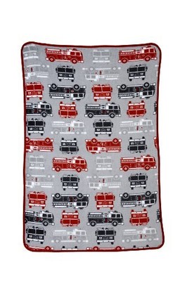 NEW Carter's Toddler Printed Coral Fleece Blanket Fire Truck FREE