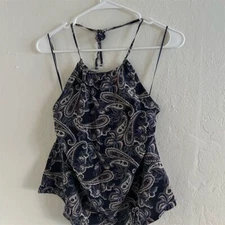 Splendid Women's Silk Paisley Silk Halter Camisole Top XS Multicolor