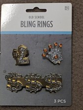 "Old School Bling Rings" Brand NEW Kids Rings 3 Brand NEW Rings 