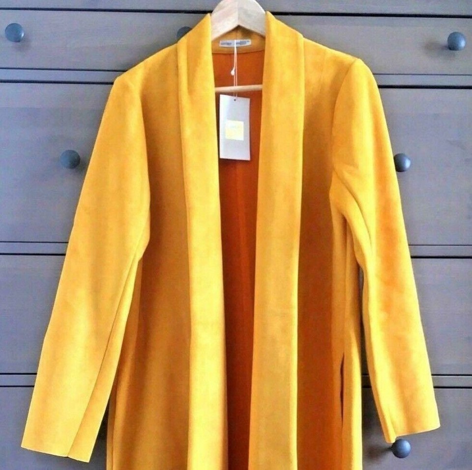 ZARA LONG COAT FAUX SUEDE LEATHER JACKET WRAP COAT size M MEDIUM NEW eBay