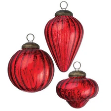 Set/3 Sullivans Glass Shapes Onion Finial Ball Retro Vntg Christmas Ornaments