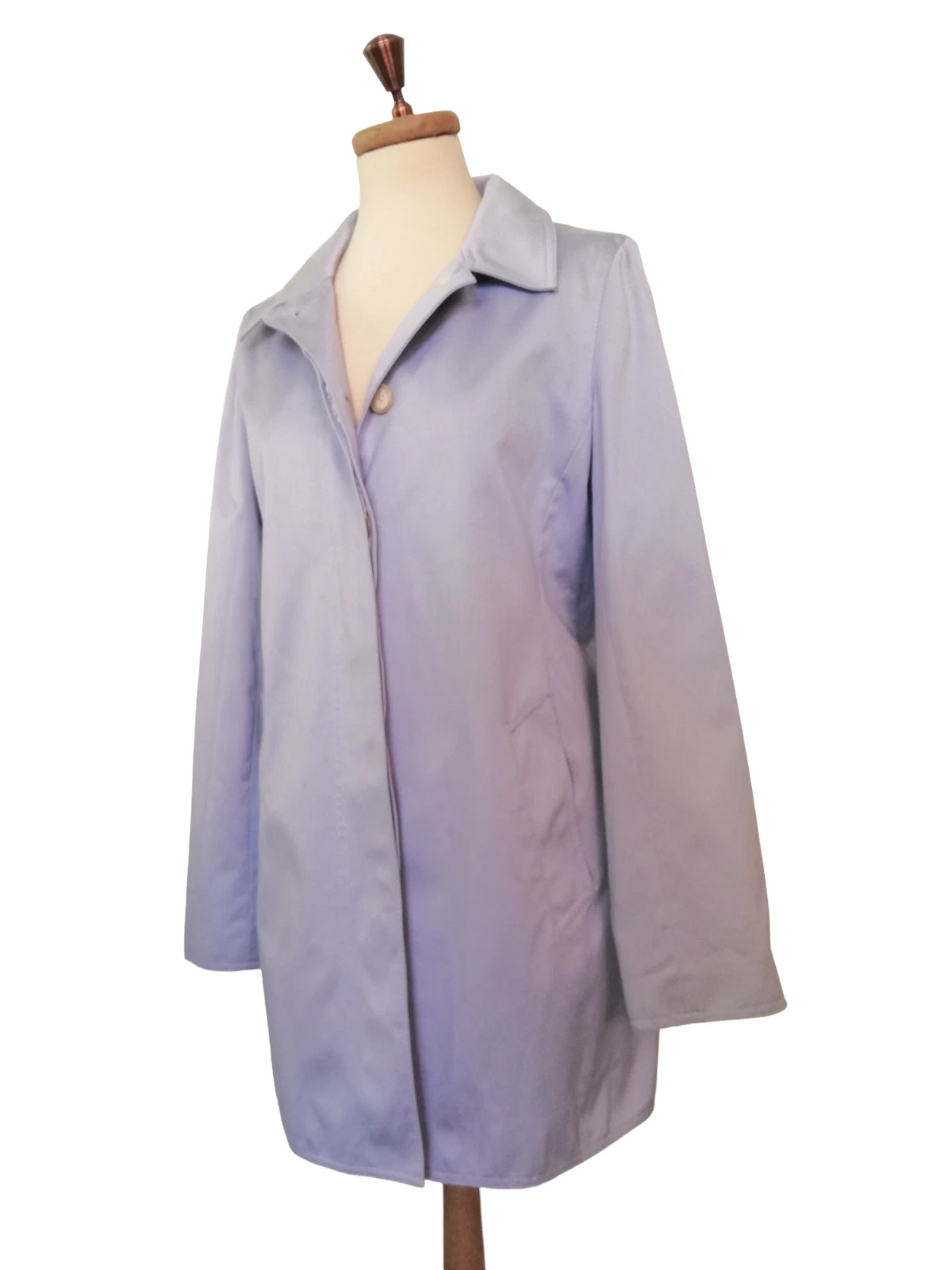 Trench coach blu pastello con bottoni taglia M