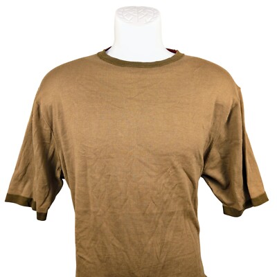 Lenor Romano Silk Blend T-Shirt Short Sleeve Casual Top Brown Mens Size L