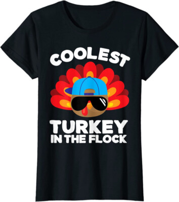 Thanksgiving Coolest Turkey In The Flock Holiday Ladies' Crewneck T-Shirt