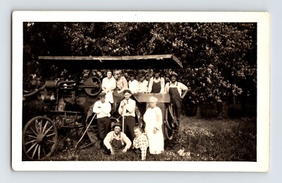 Farm Family Tractor Group 1940s Photo Agricultural Scene 4 x 2