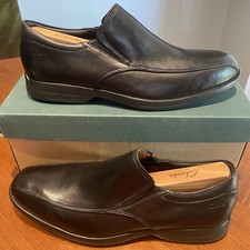 Clarks Men’s Slip On Loafers General Slip Black Leather 9.5 M Includes Shoe Tree