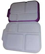 Aladdin Serving Tray Set of 2 White Purple Bottom Cafeteria 4 Compartment Trays