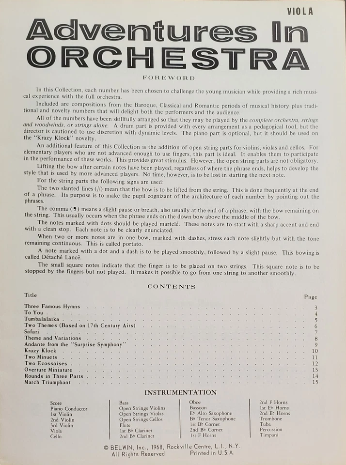 Viola Adventures In Orchestra Sheet Music Song Book - Image 2 of 4
