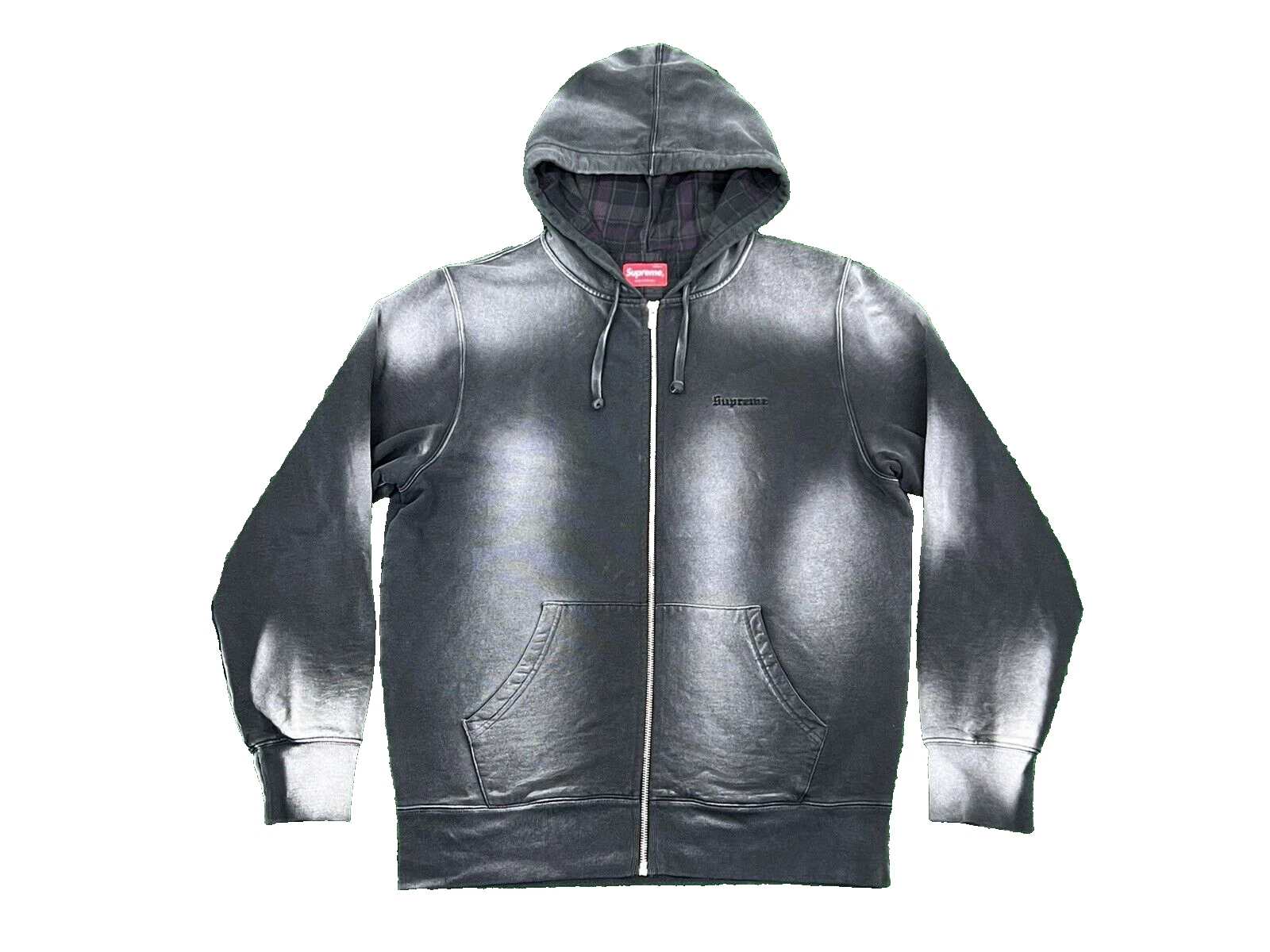 Sweat à capuche zippé blanchi Supreme 2018 poids lourd pigment teint flanelle